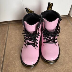 Dr. Martens Pink Patent Boots with Black Interior